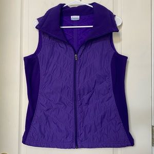 Columbia Fleece Full Zip Vest Women’s Size Large Purple with Pockets
